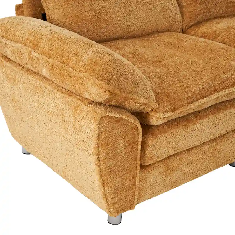 Modern Deep 3-Seat Sofa Couch with Ottoman
