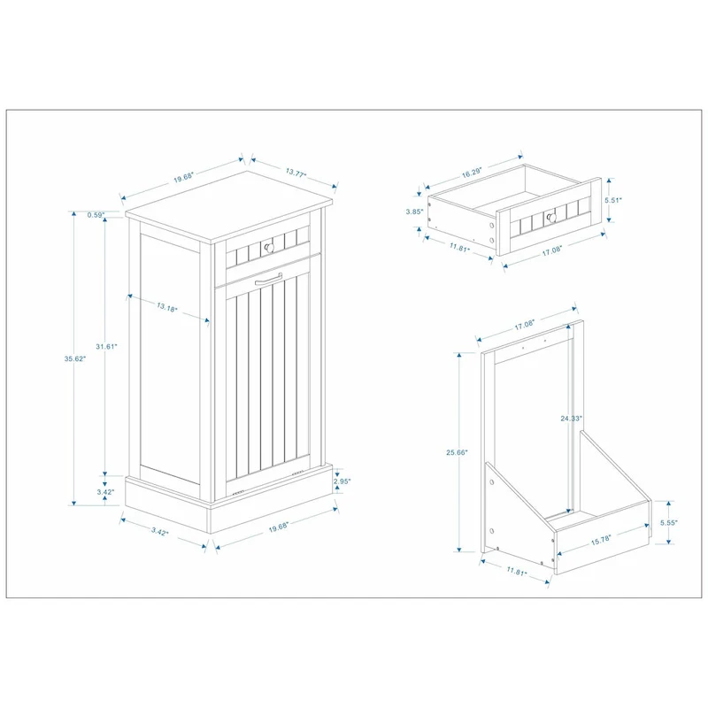 1-Drawer, 1-Compartment Tilt-Out Trash Cabinet - Kitchen Trash Cabinet