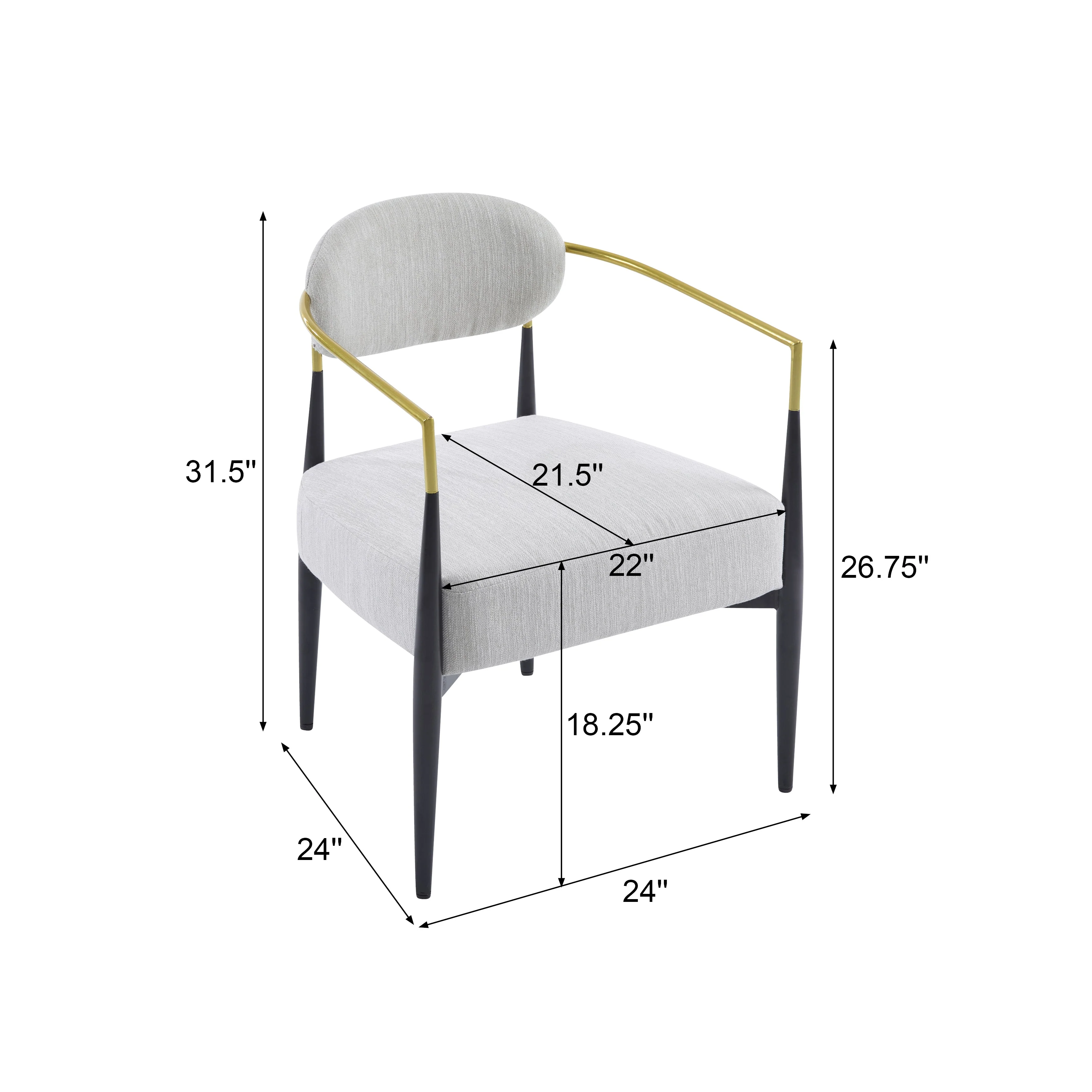 Mid-Century Fabric Dining Chair with Tapered Legs & Pocket Spring Seat