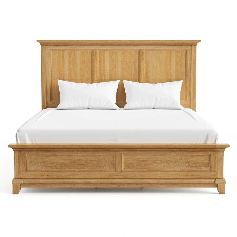 Wellington Farmhouse Natural Oak Solid Wood Panel Bed