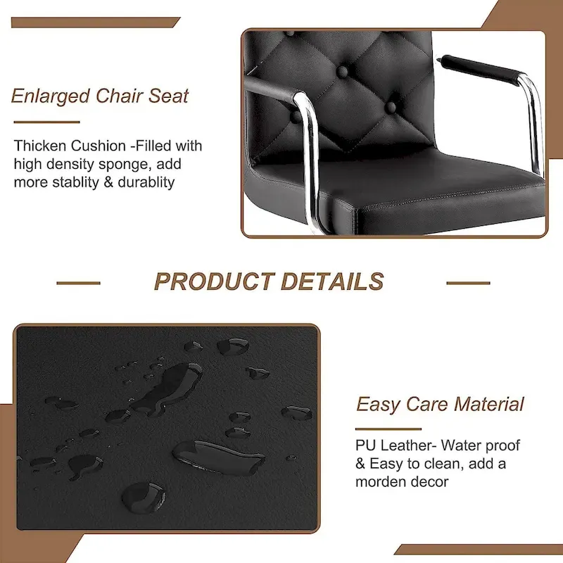 Javlergo Set of 2 Bar Stools Adjustable Swivel PU Leather Barstools with Arm and Back