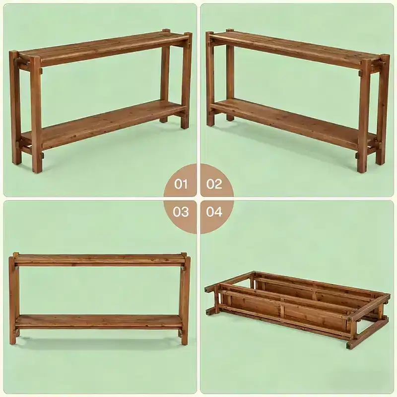 GDFStudio Nikolai Rustic Wooden Rectangular 2-Tier Foyer Console Table