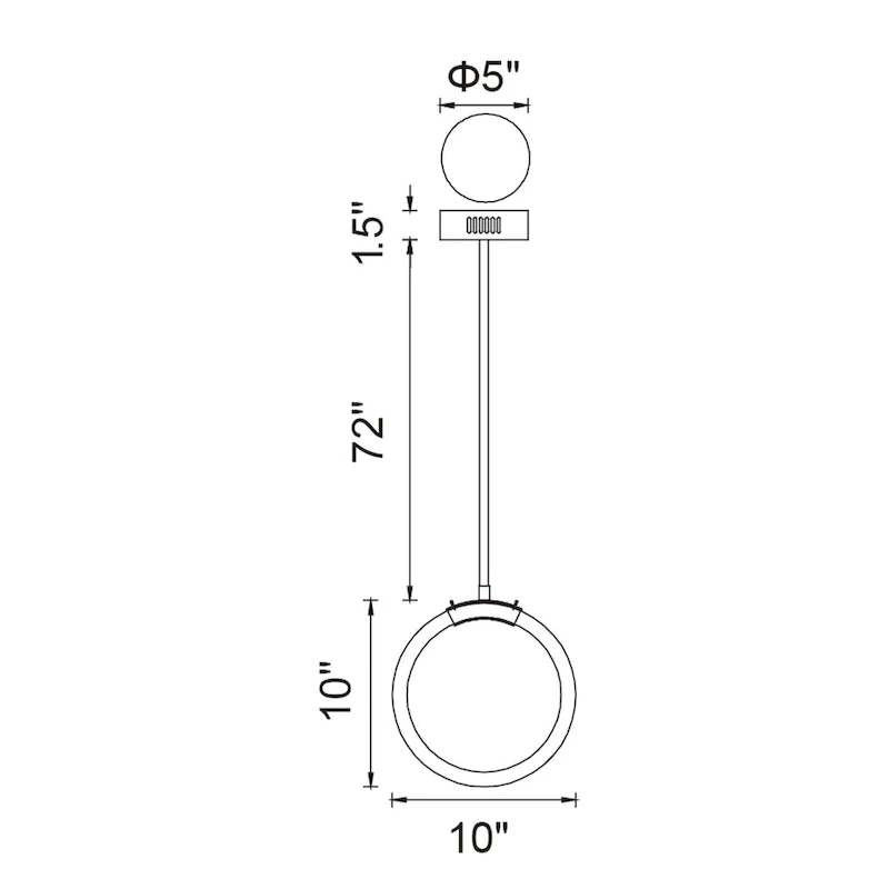 Hoops 1 Light LED Pendant With Black Finish