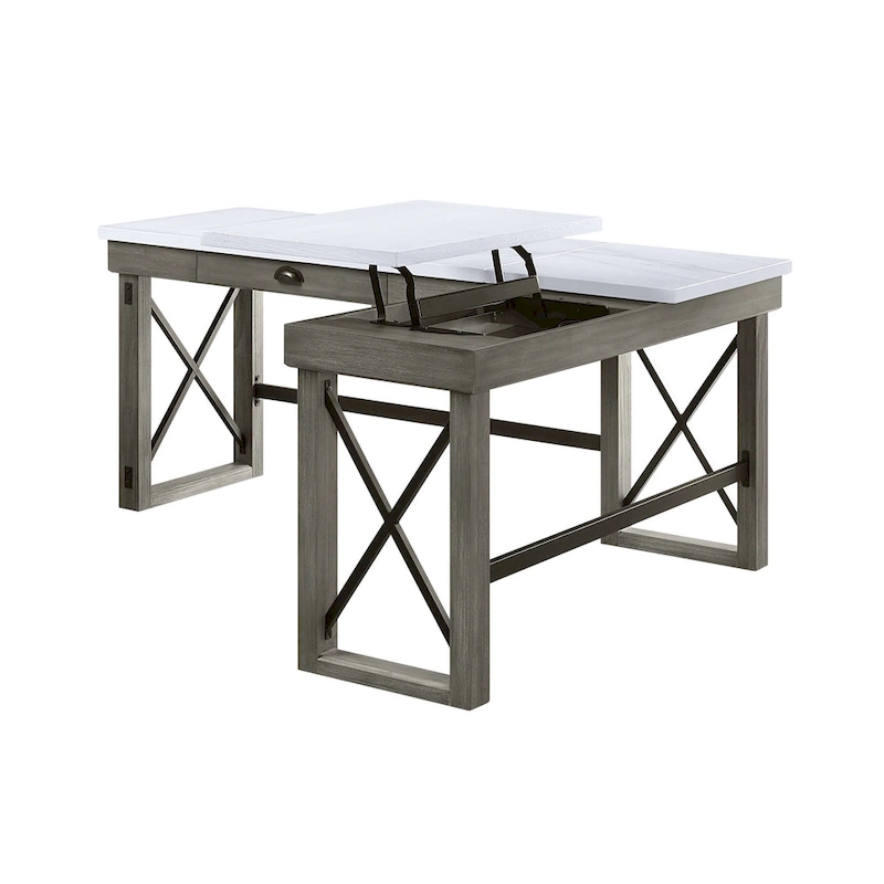 Talmar Marble Top Weathered Gray Finish Writing Desk with Lift Top