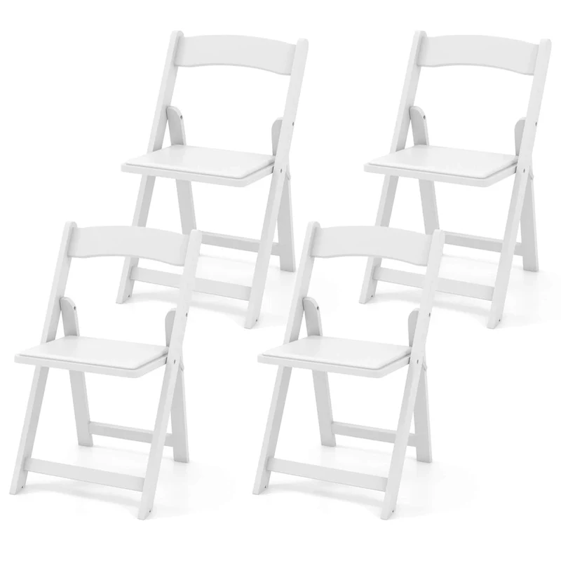 Gymax Set of 4 Dining Chairs w/ Rubber Wood Legs & Padded Seat for