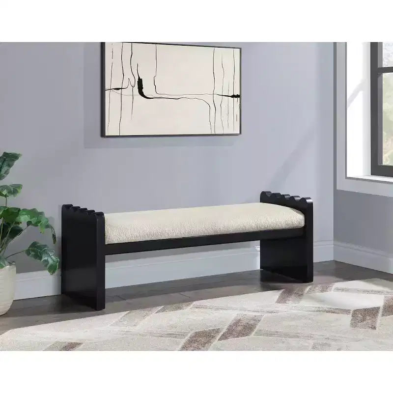 Meridian Furniture,Sonia Velour Fur Fabric Bench