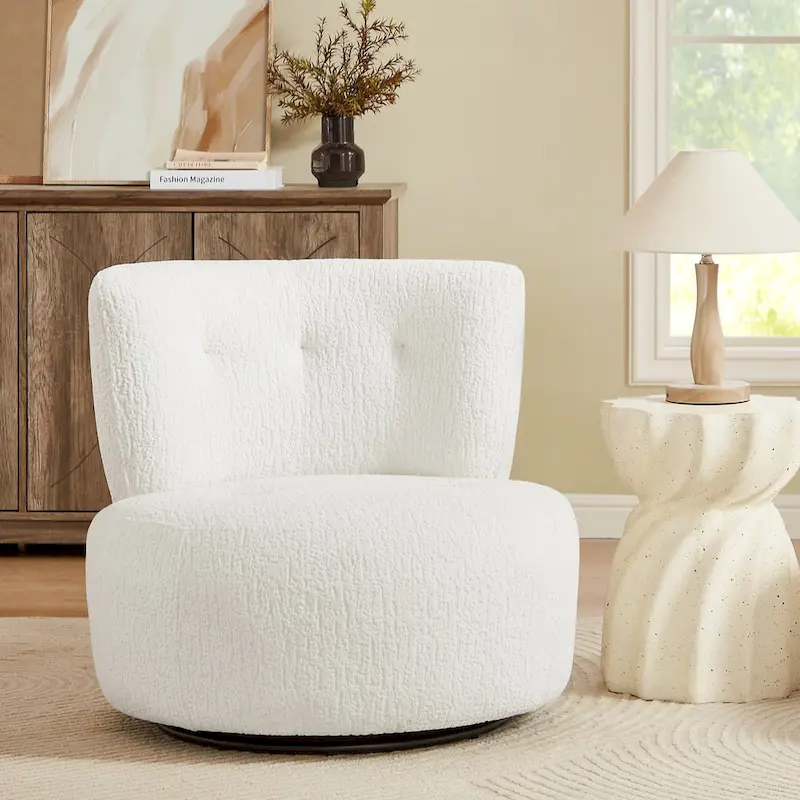 Art Leon Flannel Upholstered Swivel Accent Chair