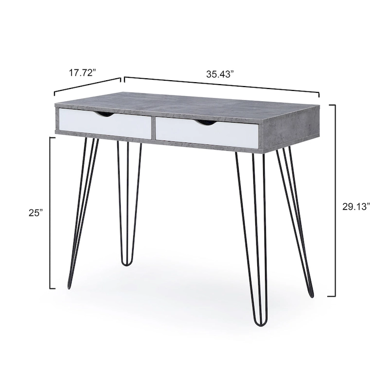 Laurel Grey Mid-century Modern 2-drawer Home Office Desk