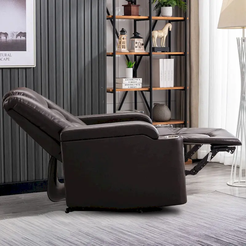 Power Leather Recliner Chair Home Theater Seating Soft