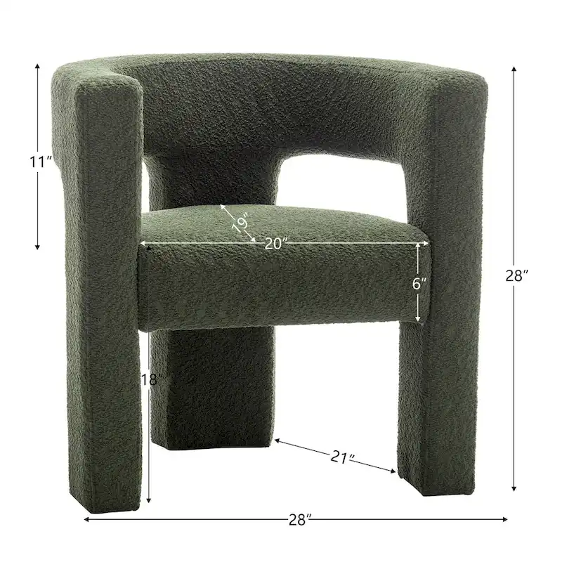 KINWELL 28 Wide Boucle Upholstered Square Armchair