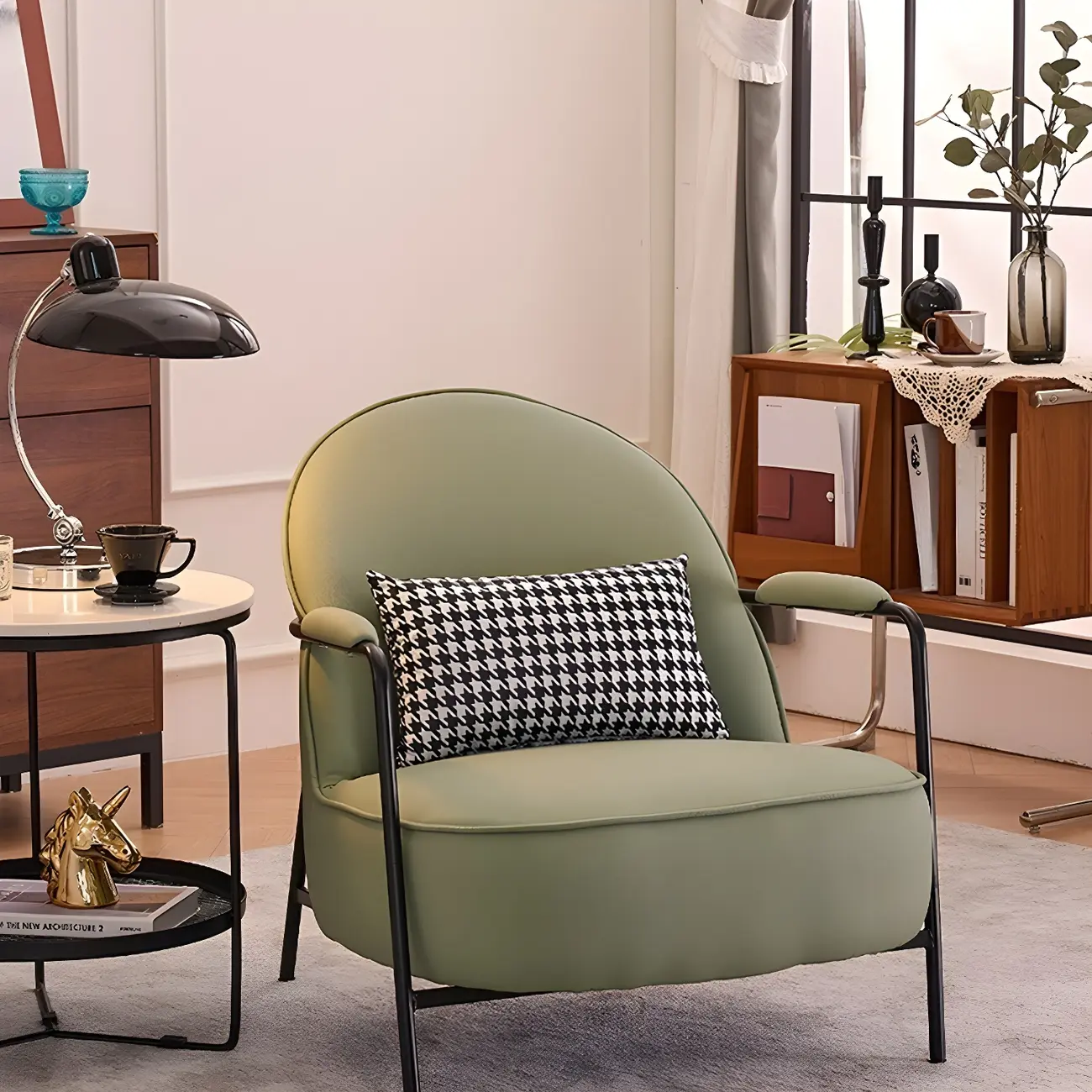 Modern Leather Arm Chair, Water-Resistant, Anti-Scratch