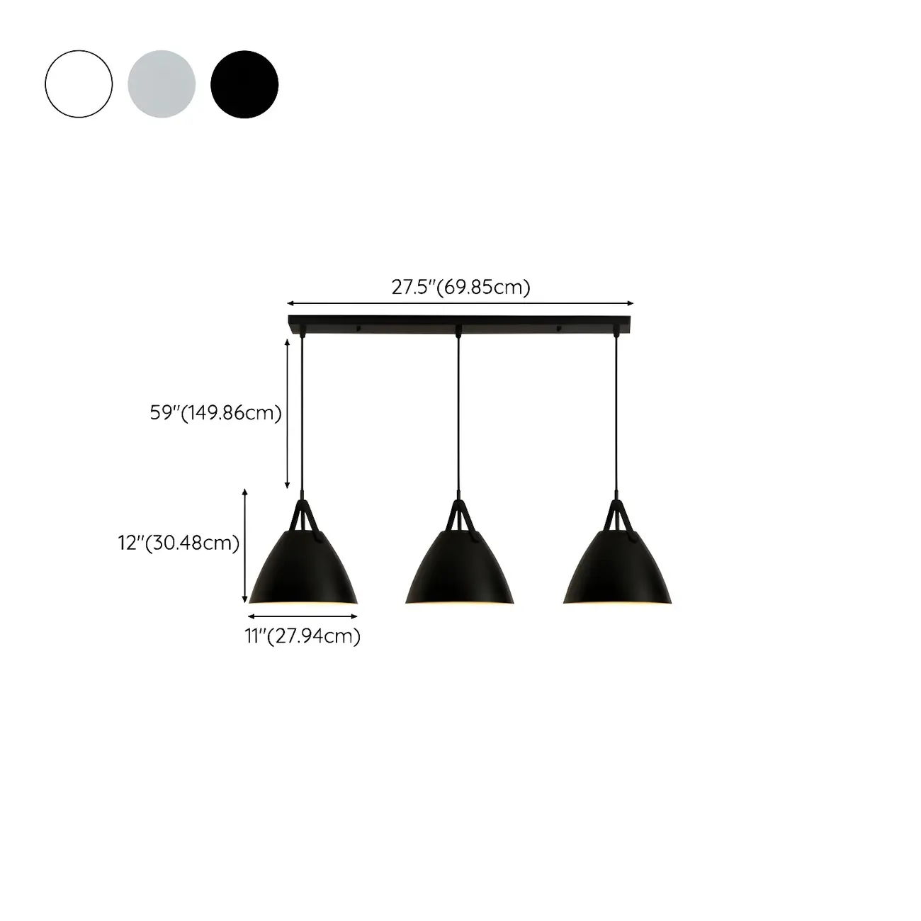 Modern Black Metal Adjustable Kitchen Island Pendant Light