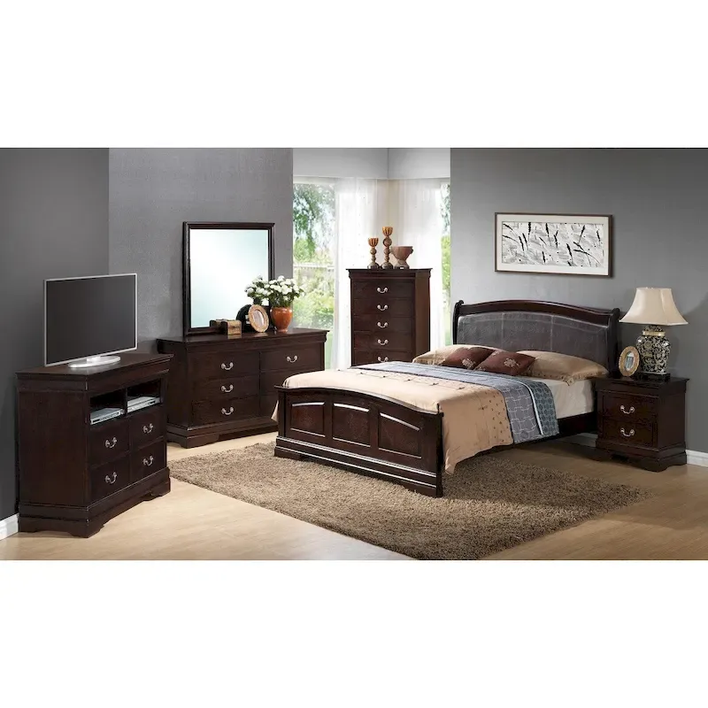 Upholstered Wood King Panel Bed