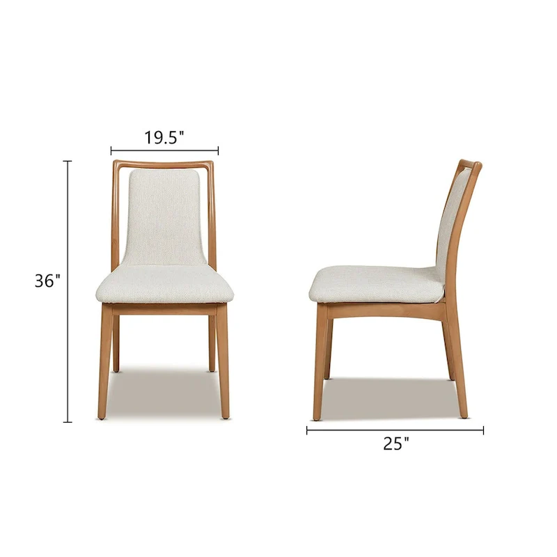 Scandi Upholstered Natural Light Brown Wood Dining Chair (Set of 2)