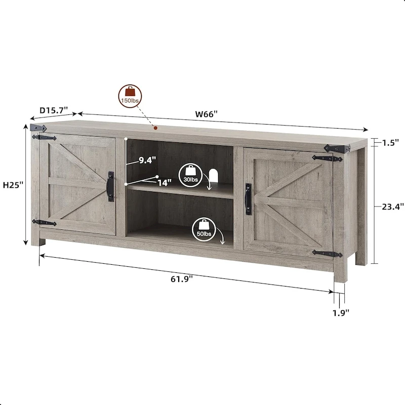 Farmhouse TV Stand, Television Console Table, Entertainment Center
