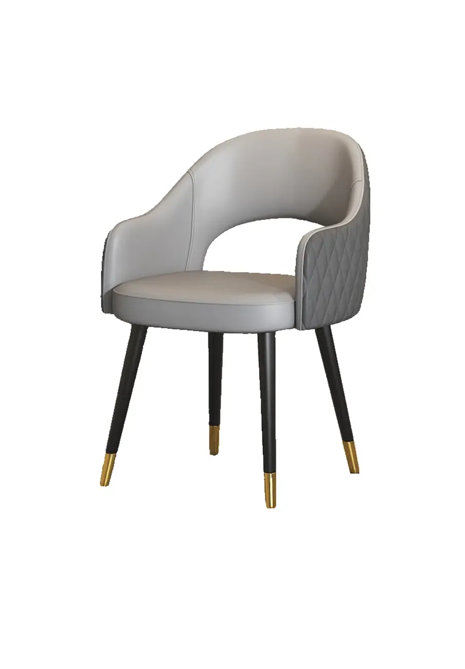 Open Curved Back Leather Armrest Dining Chairs