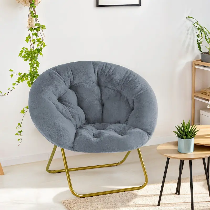 Comfy Linen Button Tufted Upholstered Accent Chair, Reading Armchair Sofa for Living Room, Bedroom