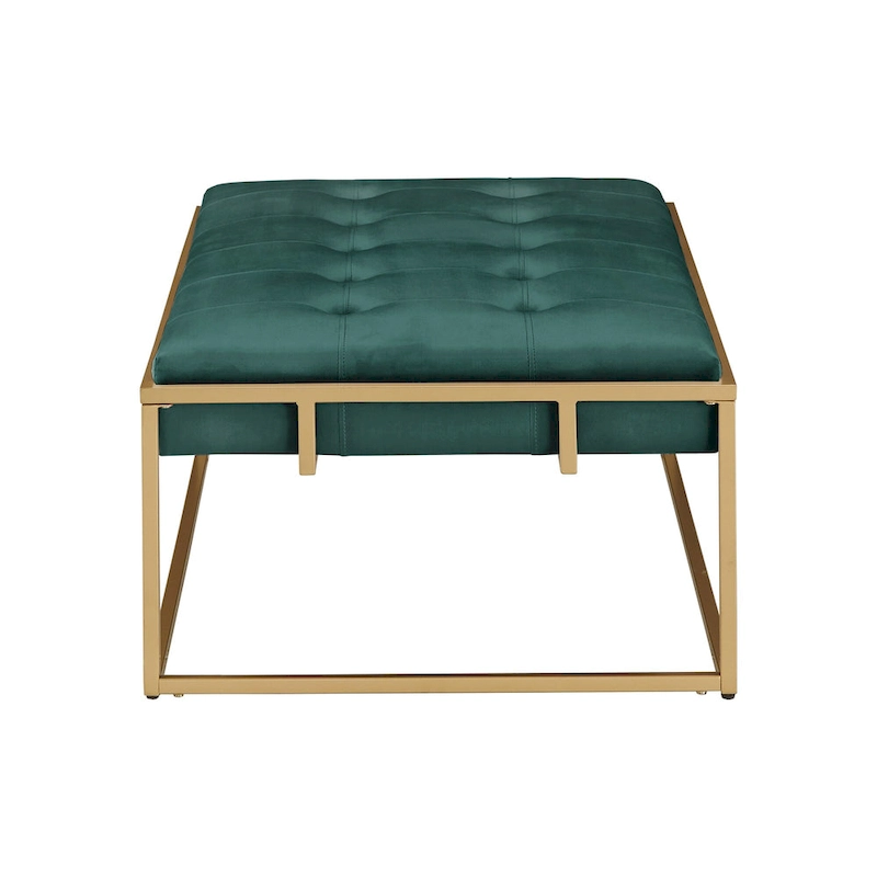 Perdita Gold Finish Velvet Rectangular Tufted Ottoman by iNSPIRE Q Bold