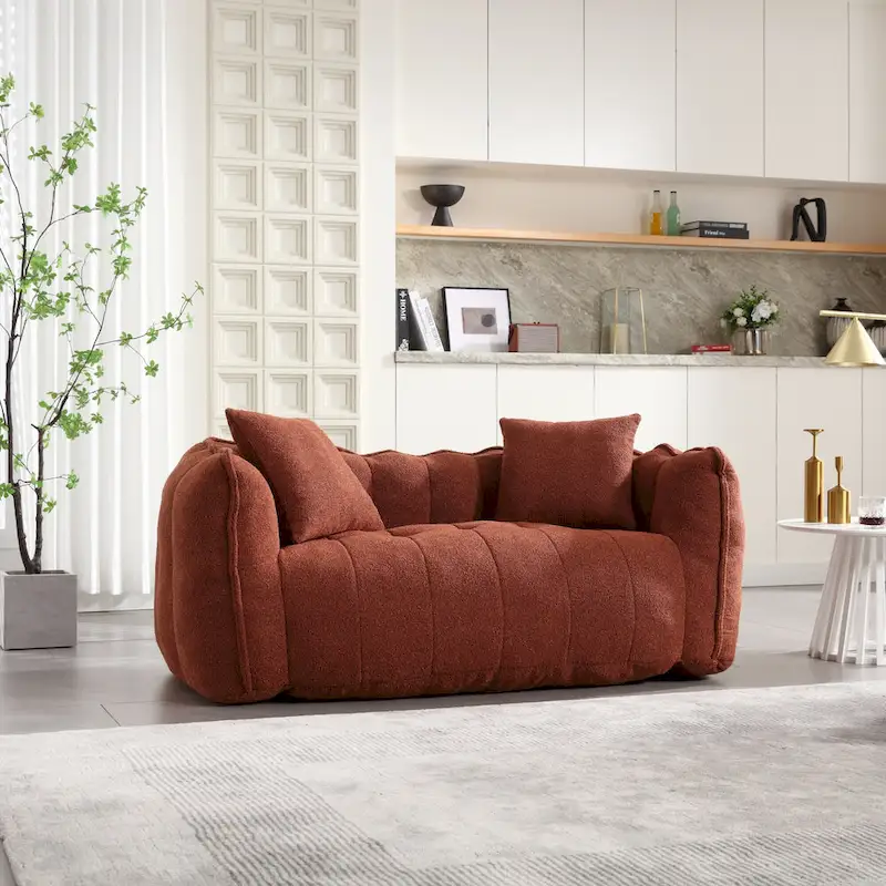 Modern 65.1 Chenille Tufted Loveseat Accent Chair with High-Resilience Foam