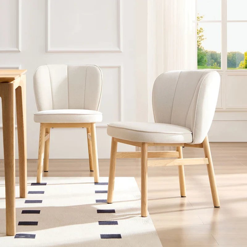 Modern Set of 2 Armless Dining Chairs with Wooden Frame and Upholstered Seat, Suitable for Kitchen, Living Room, and Restaurant