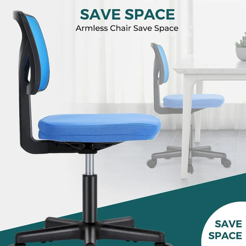 Armless Small Office Desk Chair with Back