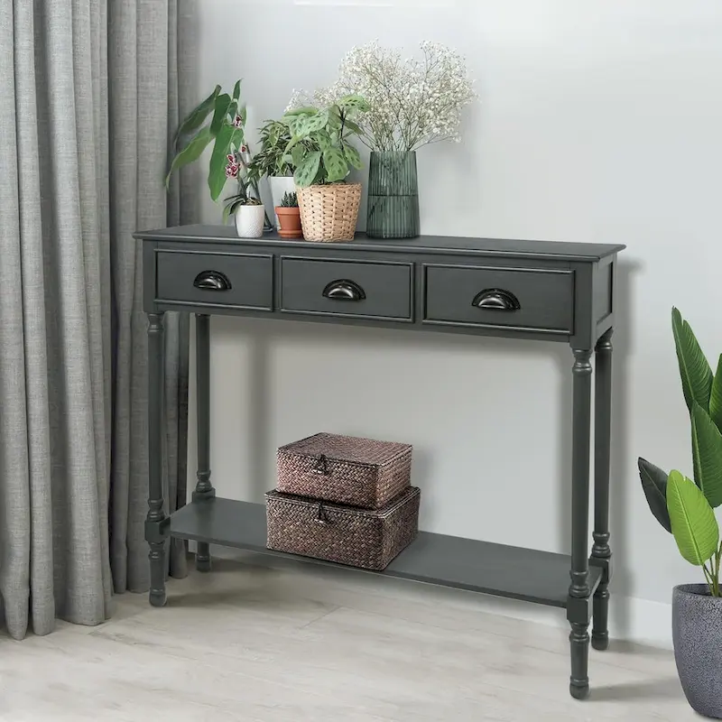 Wood 3-drawer Console Hallway Table