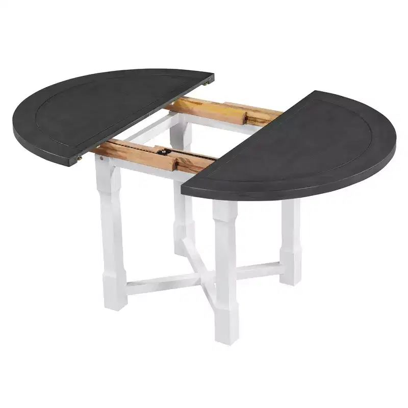 Merax Farmhouse Style Kitchen Table with Removable Leaf & Upholstered Chairs