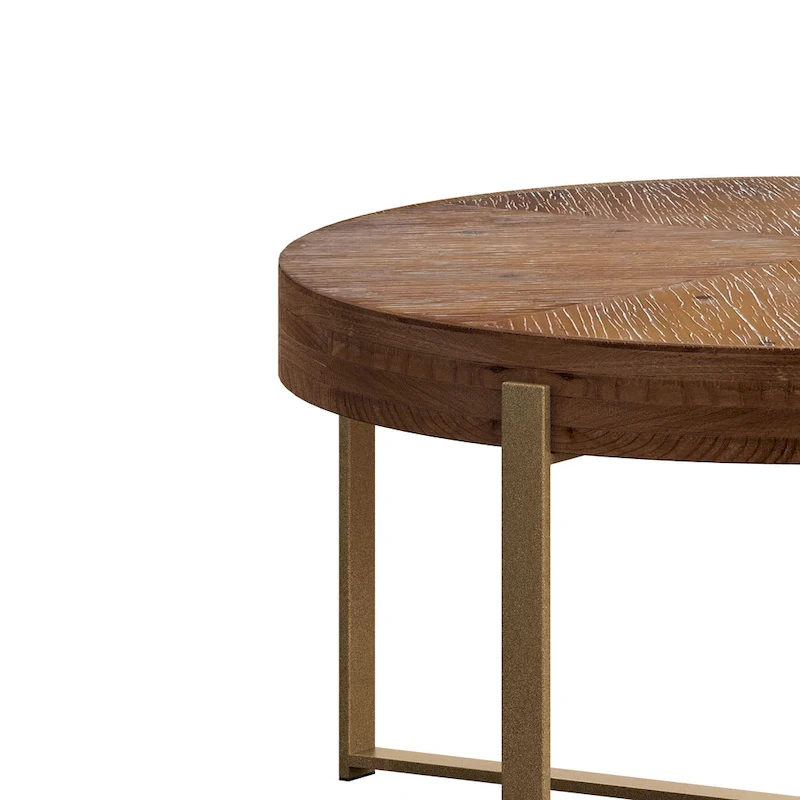 Modern Retro Splicing Round Coffee Table with Cross Legs