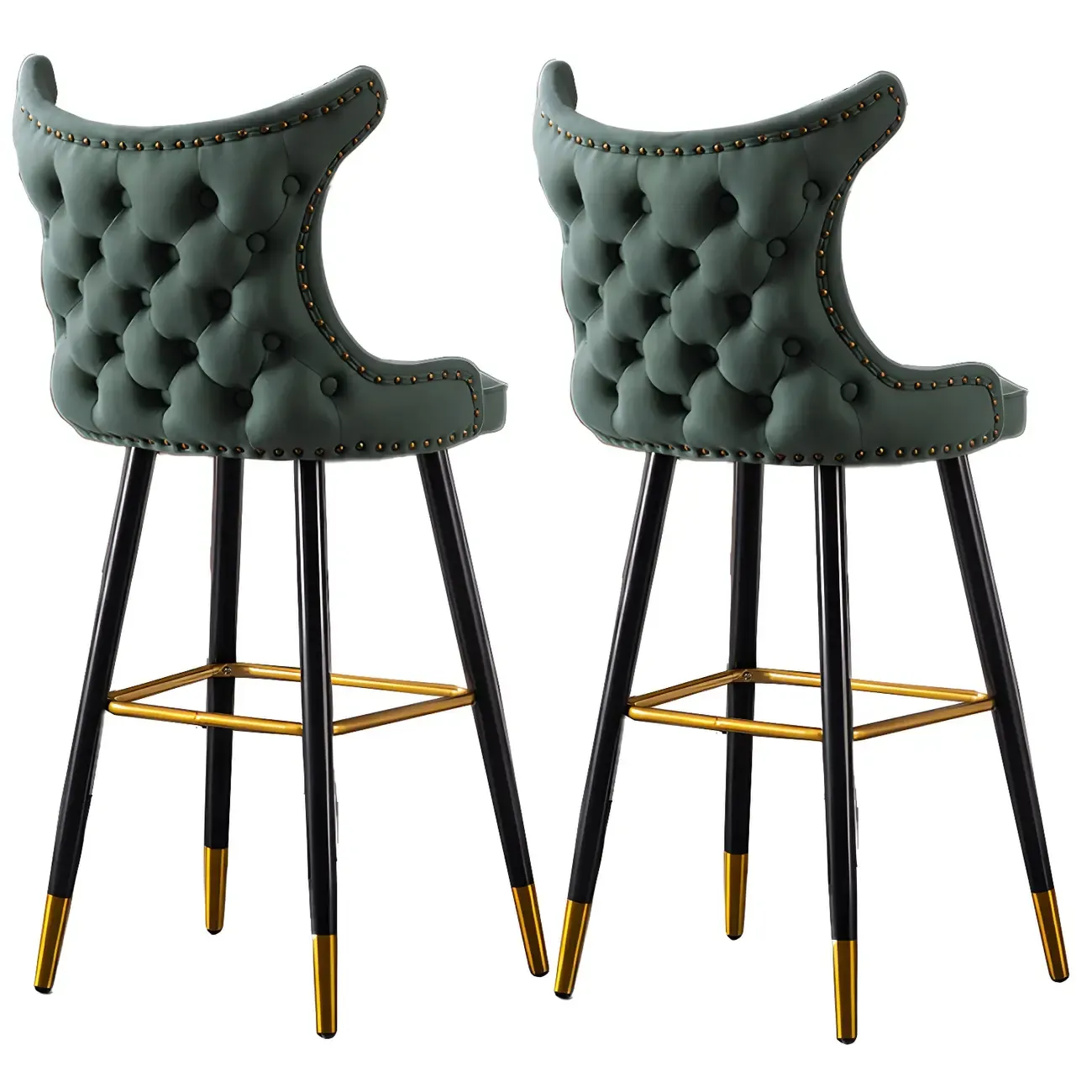Velvet Upholstered Wingback Counter Height Bar Stools