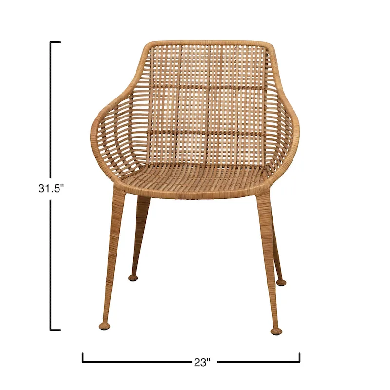 Rattan and Metal Arm Chair