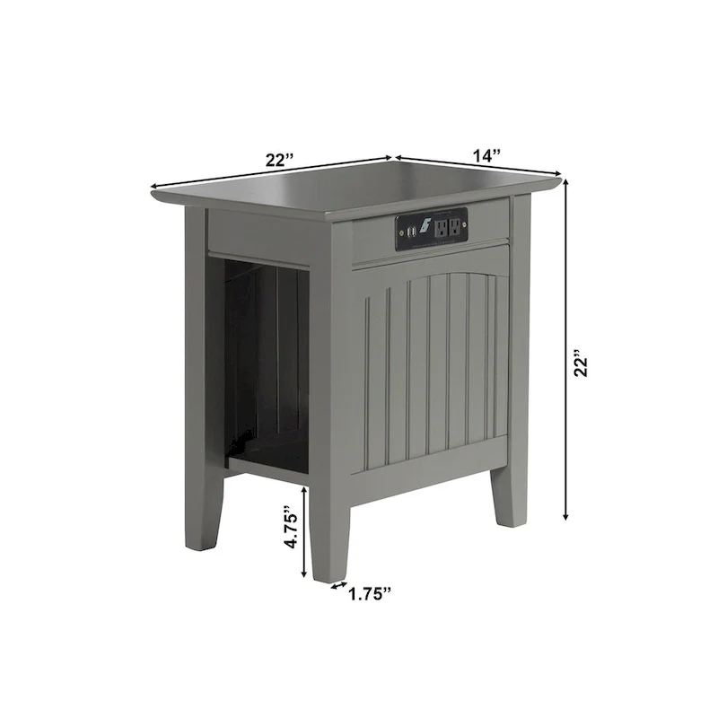 AFI Nantucket Chair Side Table with Built-in Charger