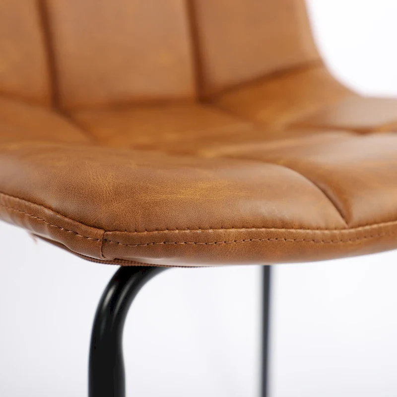 Faux Leather Dining Chairs Upholstered Side Chairs with Metal Legs Set of 2