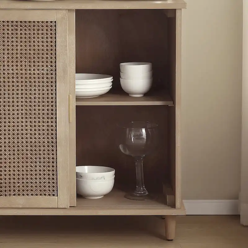 Art Leon Woven Rattan Wicker Accent Cabinet