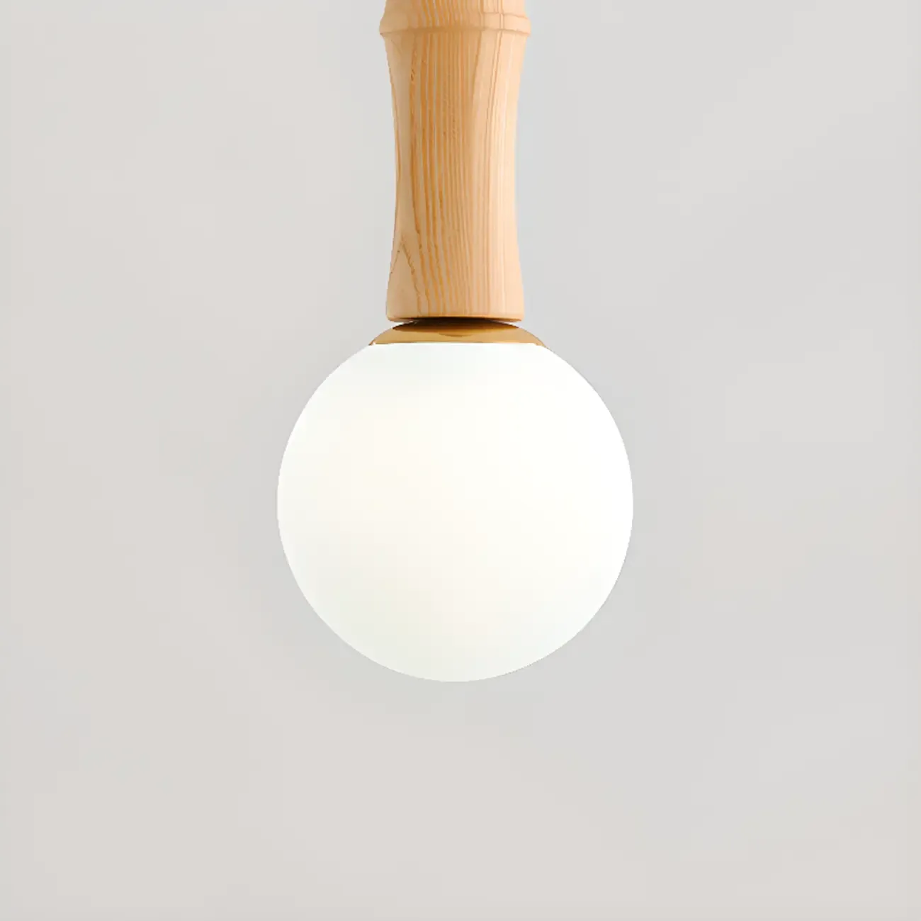 Adjustable Wood & Glass Globe Hanging Pendant Light Fixture