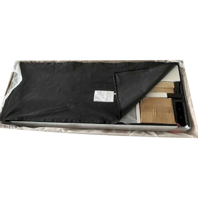 Grey King Linen Bed with Tufted Headboard