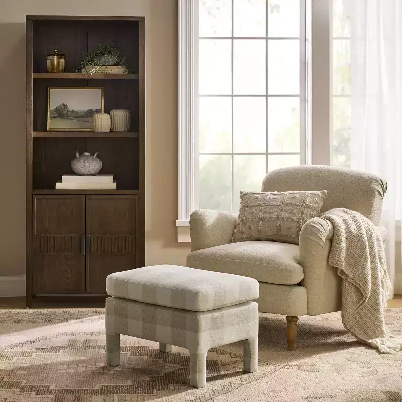 Bellfield Fully Upholstered Ottoman - Threshold designed with Studio McGee