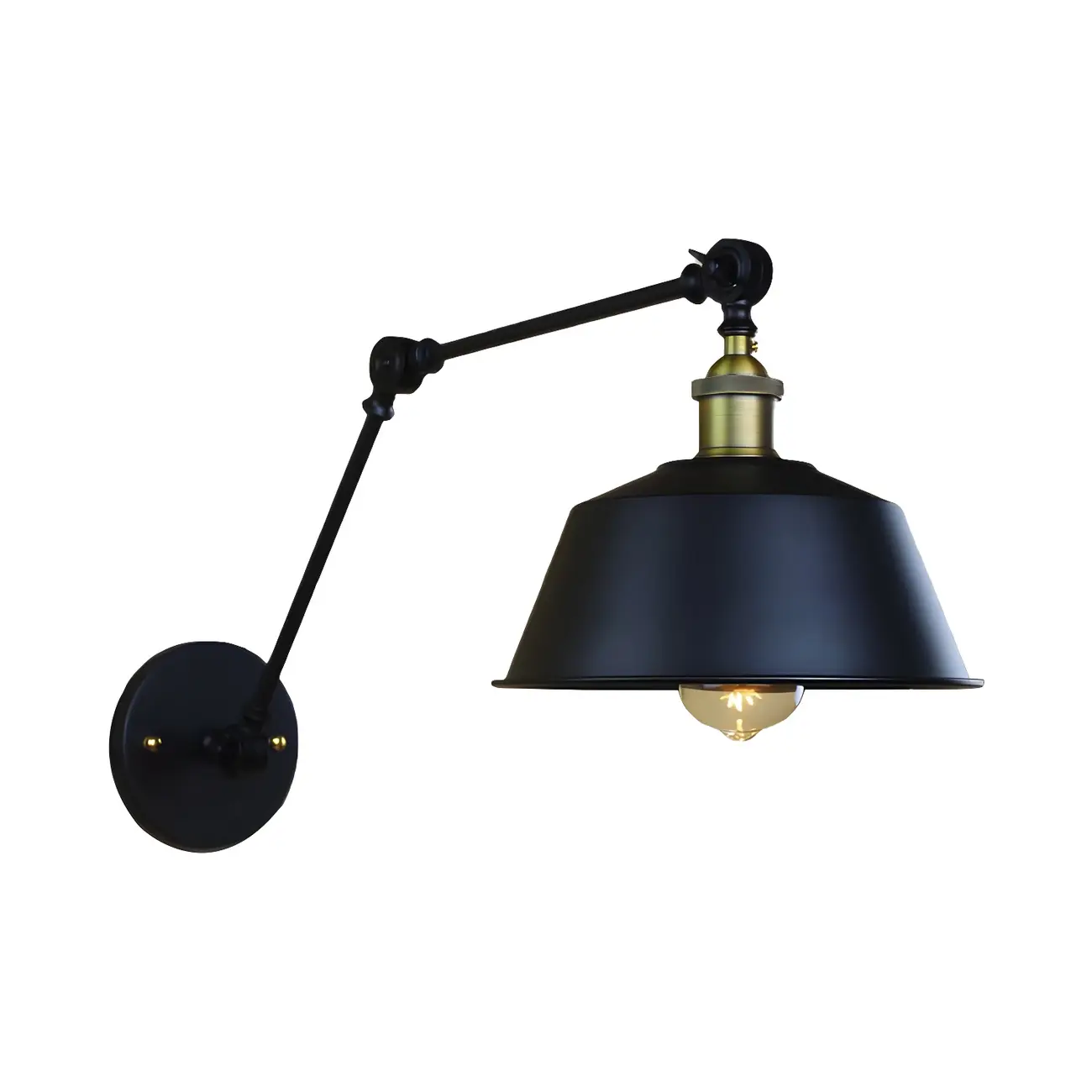 Industrial Black Metal Swing Arm Wall Light