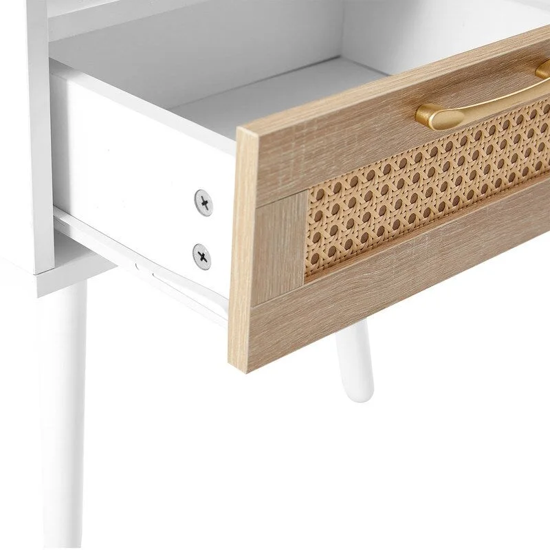 Nightstand with Charging Station End Side Table with Drawer