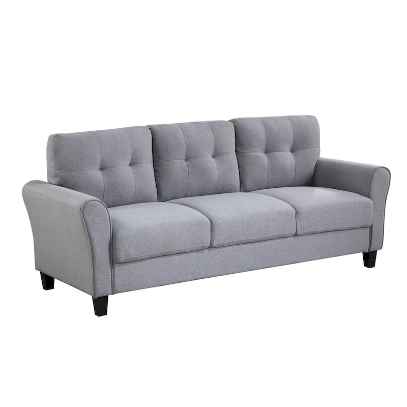 Grey Linen Upholstered Couch Sofa - 30.00 x 79.90 x 34.50