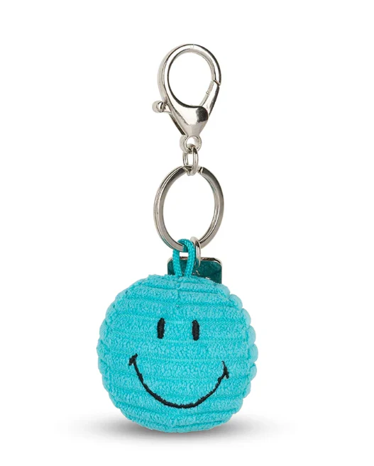 Smiley Keychain ECO Corduroy Teal 4.5 cm