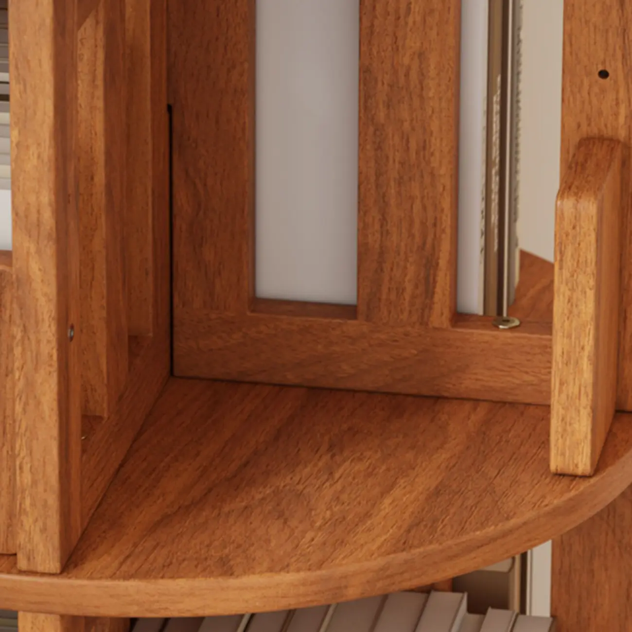 Swivel Rubberwood Vertical Open Back Bookcase with Drawer