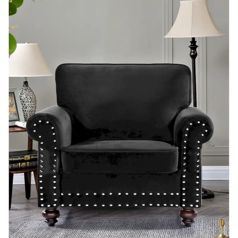 Suffield Velvet Nailhead Armchair