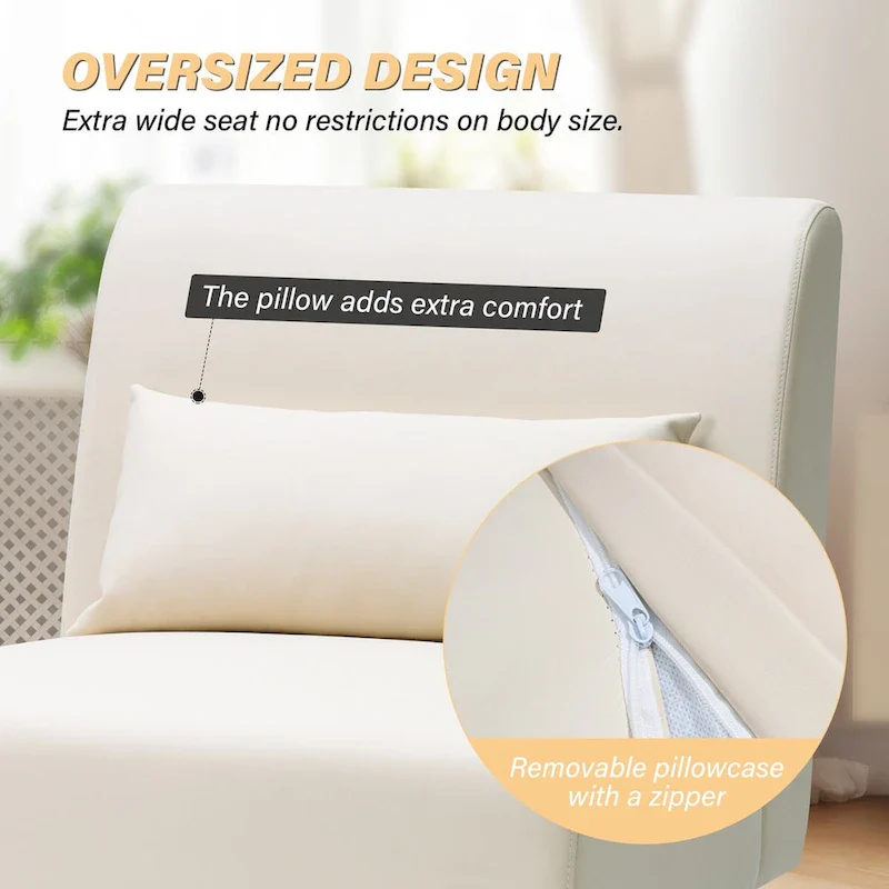 Accent Chair Upholstered Sofa Chair PU Faux Leather Wood Frame with Pillow - 28.74 W x 30.71 D x 31.50 H