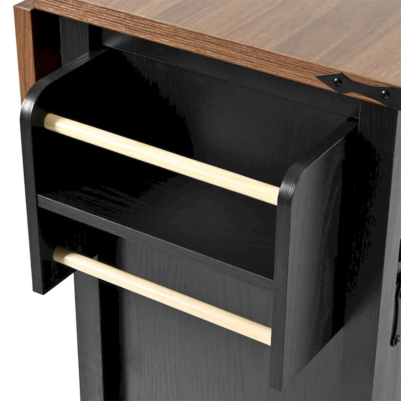 Kitchen Island with Power Outlet and Drop Leaf tabletop