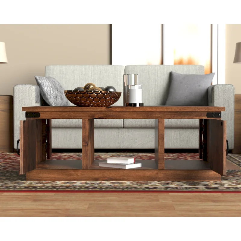 Bridgevine Home Farmhouse 48 inch Coffee Table, No Assembly Required, Aged Whiskey Finish