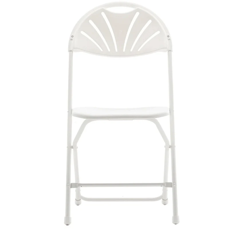 White Plastic Folding Chair Steel Frame Commercial High Capacity Event Chair Lightweight Wedding Party Set of 6