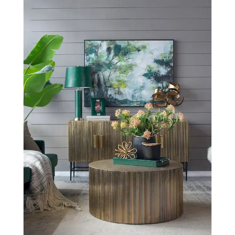 A&B Home Faux Leather Rectangular Decorative Trays with Handles - Set of 2