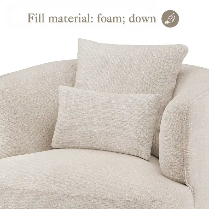 LUE BONA Swivel Accent Armchair Fabric Blend, Modern Upholstered Barrel Chair Living Room Sofa Chair