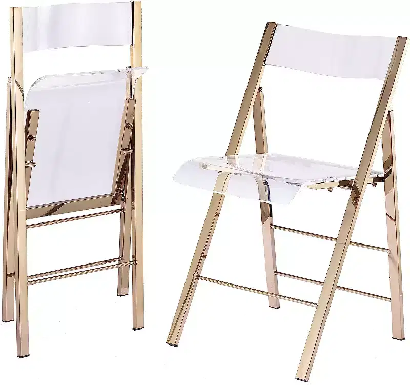 InterSpaceLiving Kasper Flex Luxury Modern Folding Chair Acrylic Lucite 2 Pk