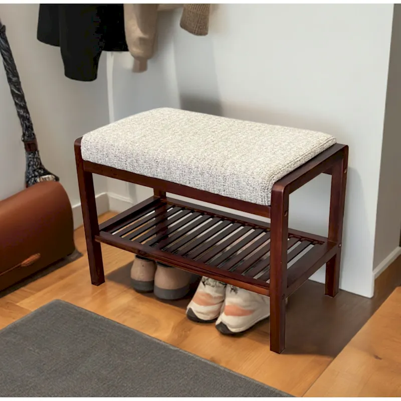 Solid Acacia Wood Padded Bench